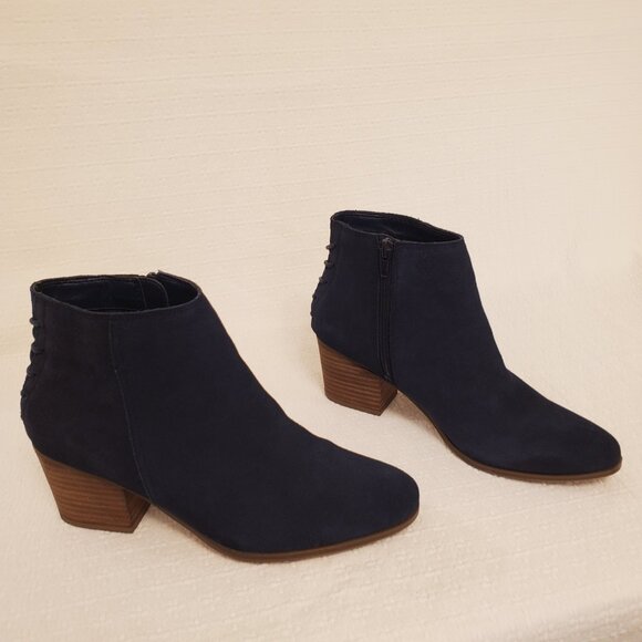 ALDO Abiralle Womens Navy Blue Suede Ankle Booties Stacked Block Heel - 7.5 - Picture 5 of 12
